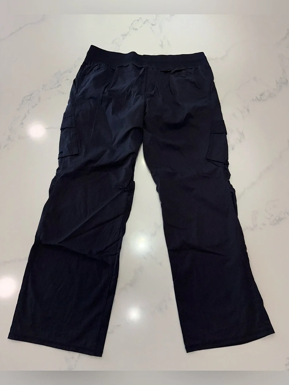 CHAMPION XL~CHARCOAL BLACK PINSTRIPED DANCE STUDIO SIDE POCKETS PANTS TIE WAIST